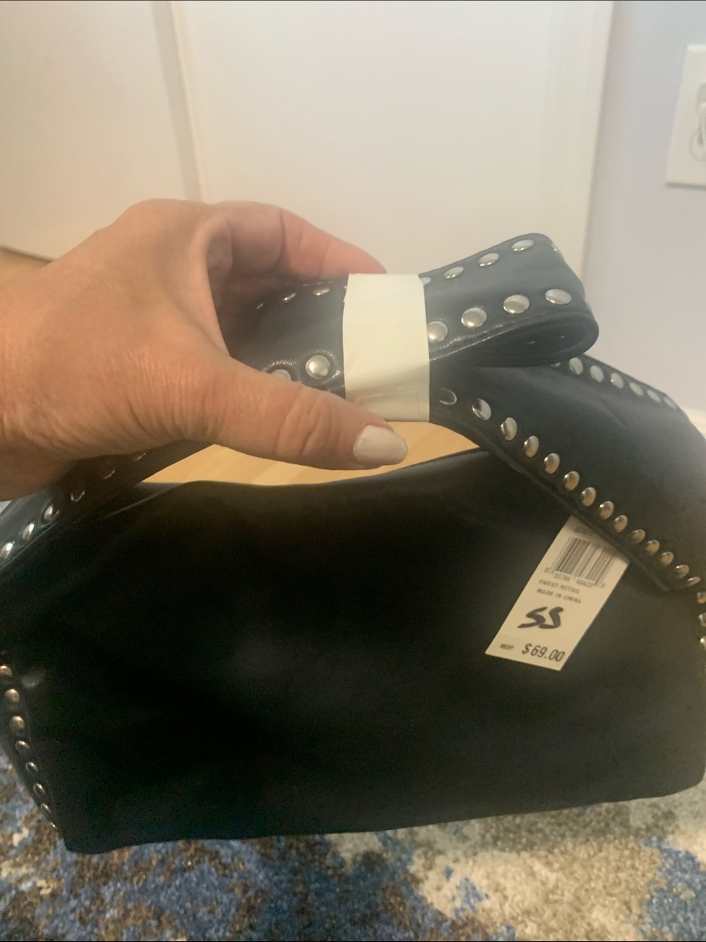 New Nine West Studded Black Womens Shoulder Bag